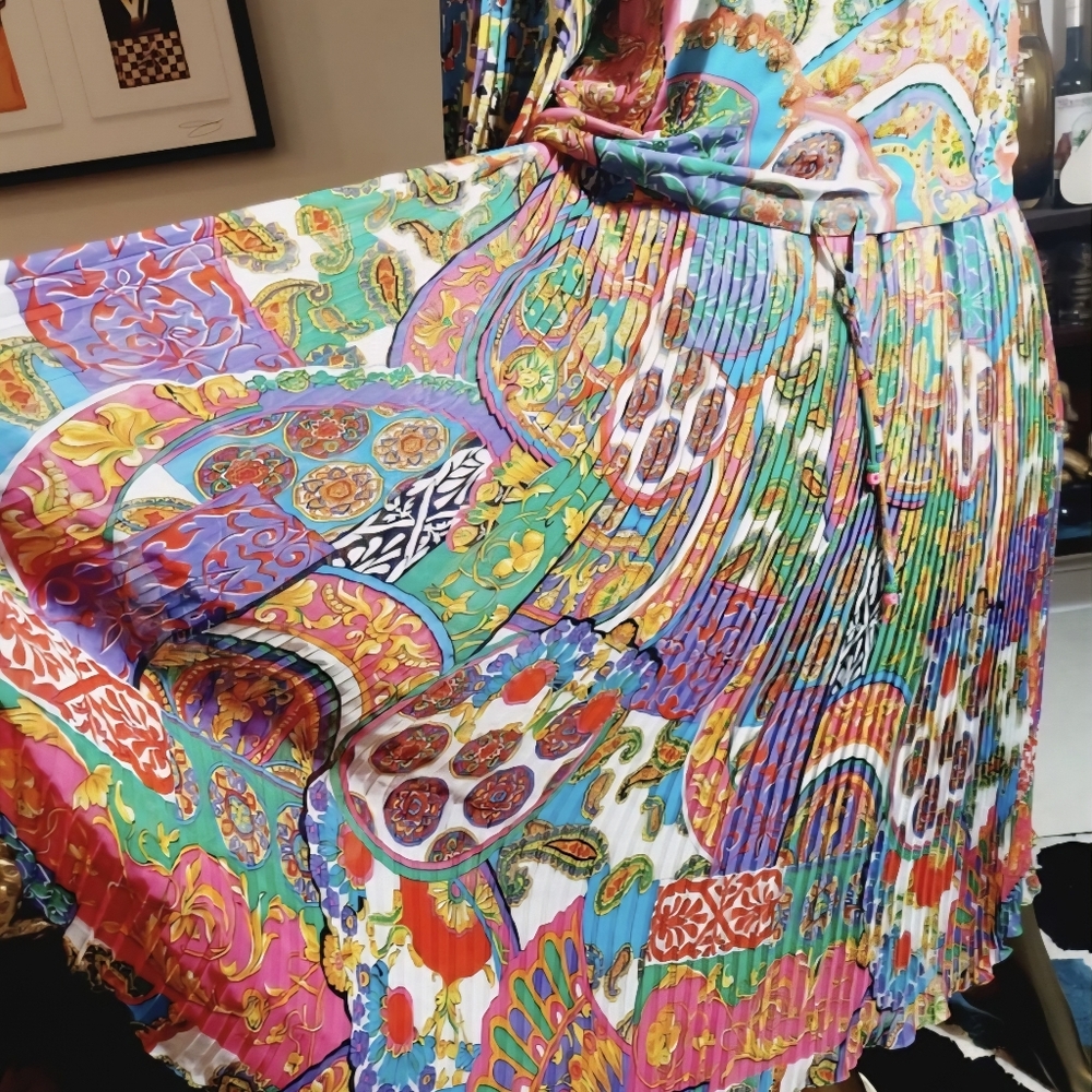 Vintage Diane Freis psychidelic maximalism paisley beaded designer Georgette Set